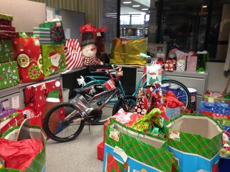 Room filled with Christmas presents