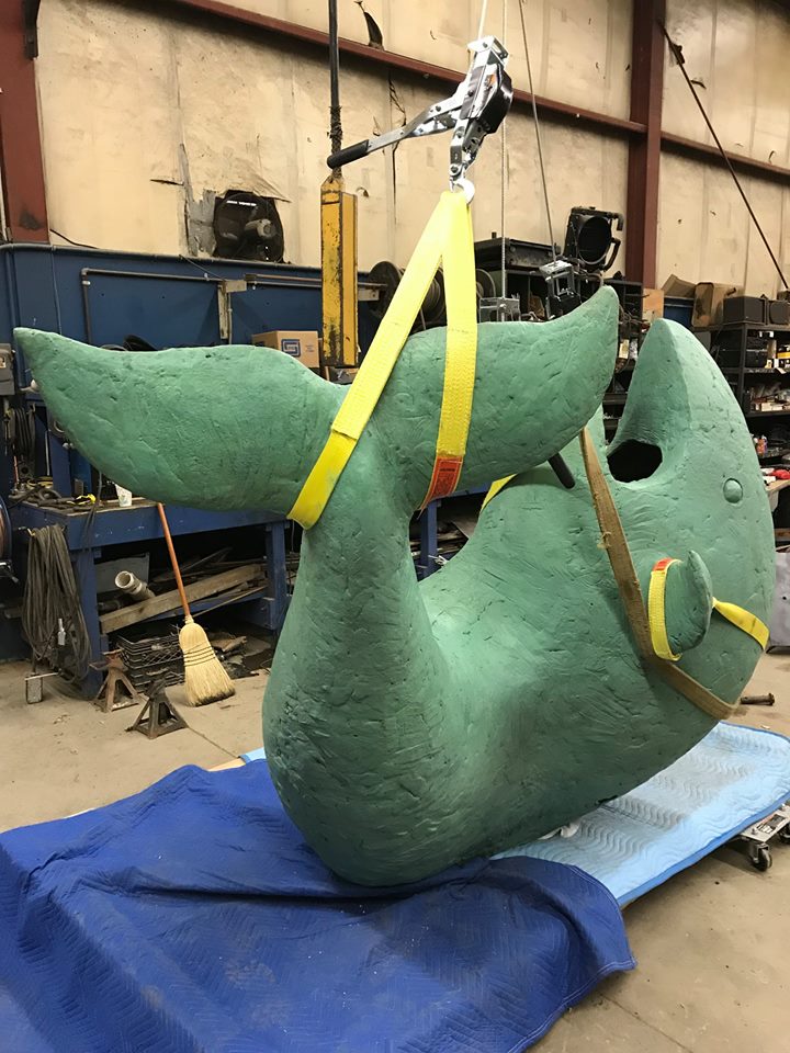 Whale sculpture being built