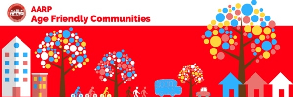 Colorful graphic depicting a small community