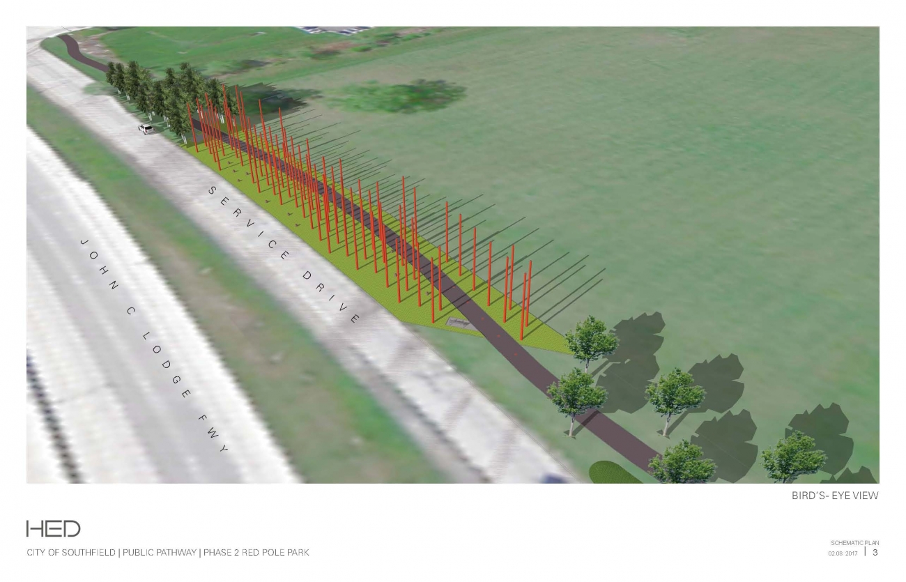 3D Rendering of park from birds eye view