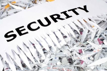 shredded piece of paper that reads security