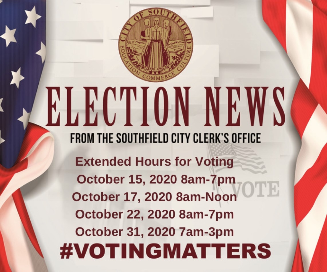 Southfield City Clerk's Office offers extended voting hours City of