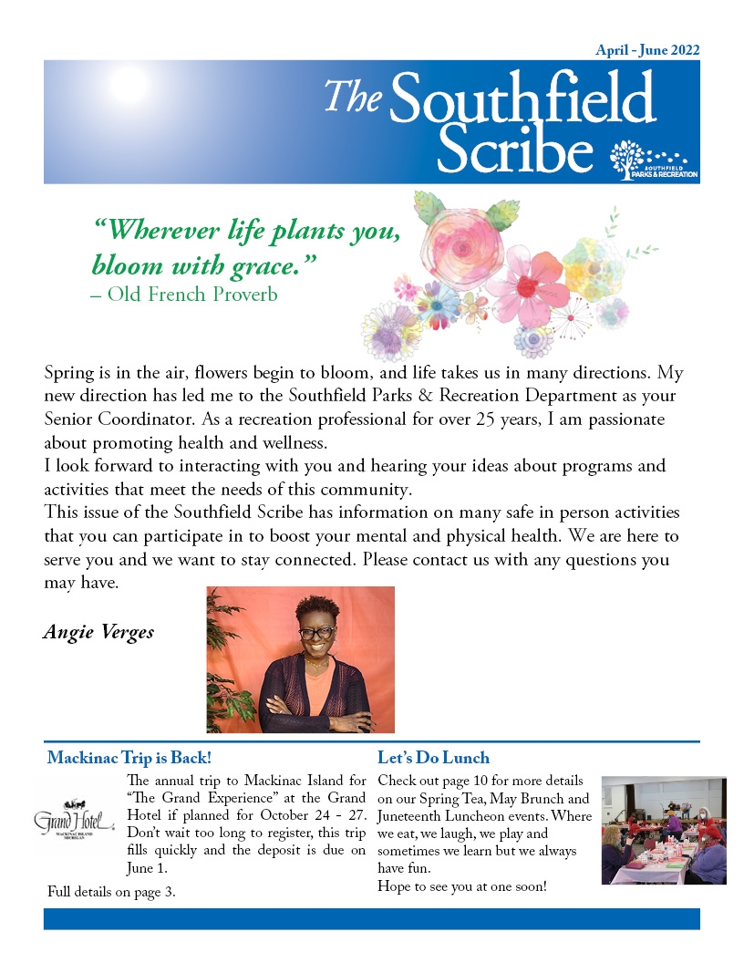 The Southfield Scribe Senior Newsletter April-June 2022
