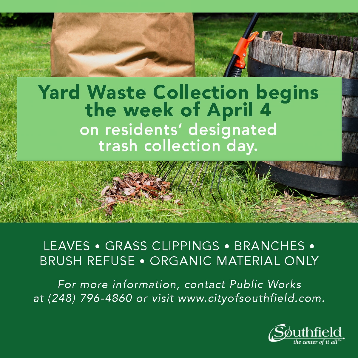City of Southfield yard waste collection begins week of April 4 City of Southfield