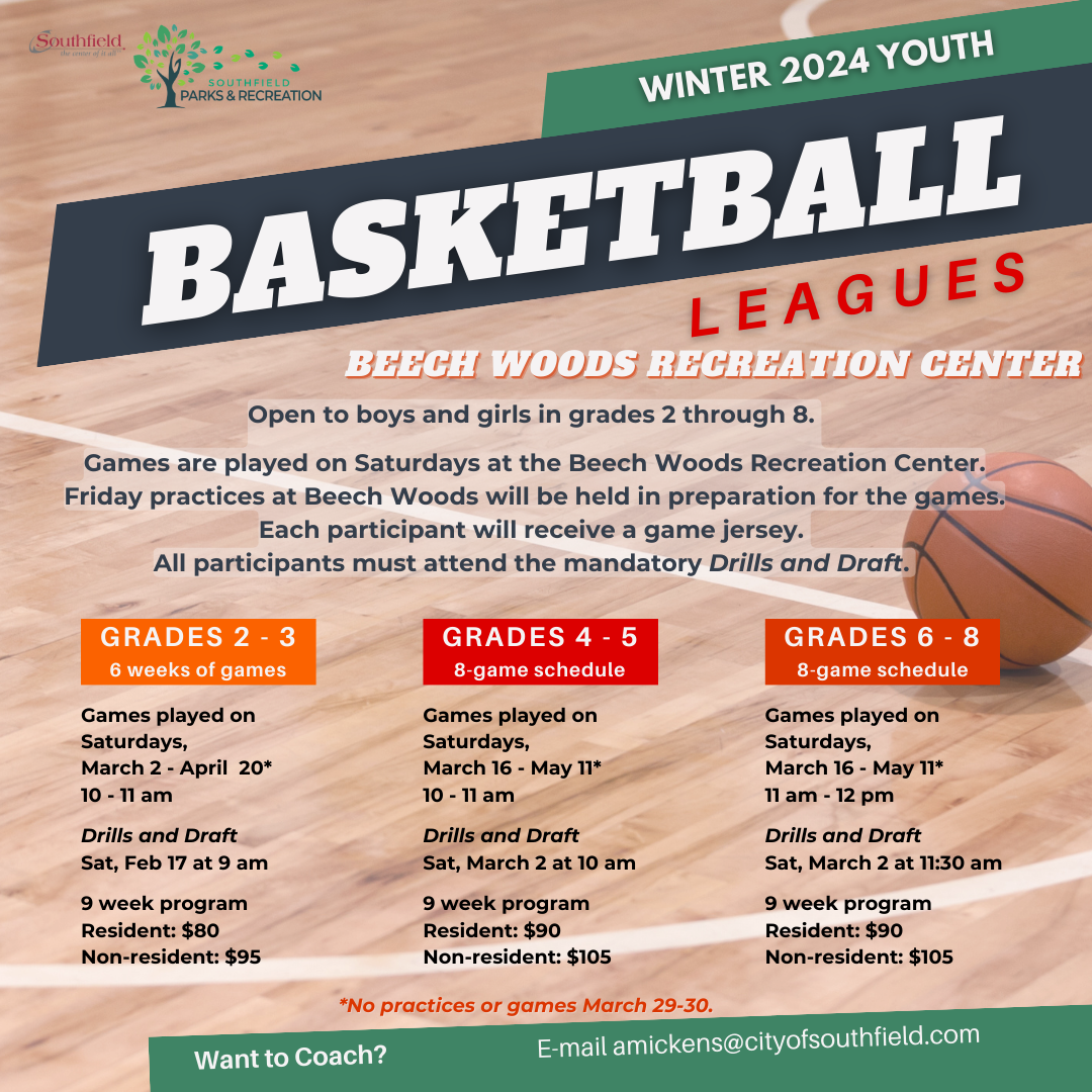 Winter 2024 Youth Basketball League at Beech Woods Recreation Center