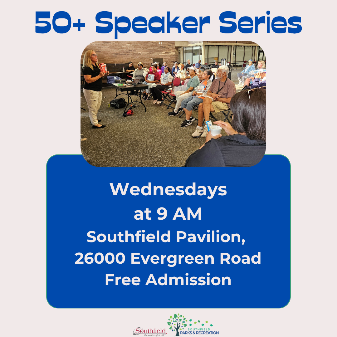informational graphic with a picture from a past Speaker Series program