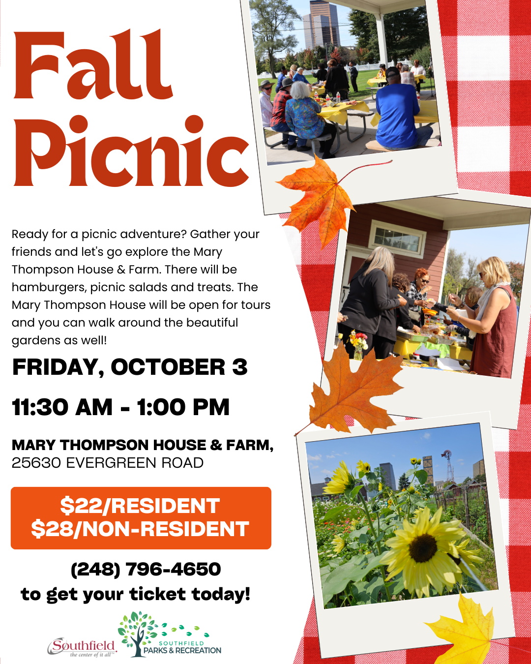 graphic with pictures from past Fall Picnic with details about the 2025 Fall Picnic