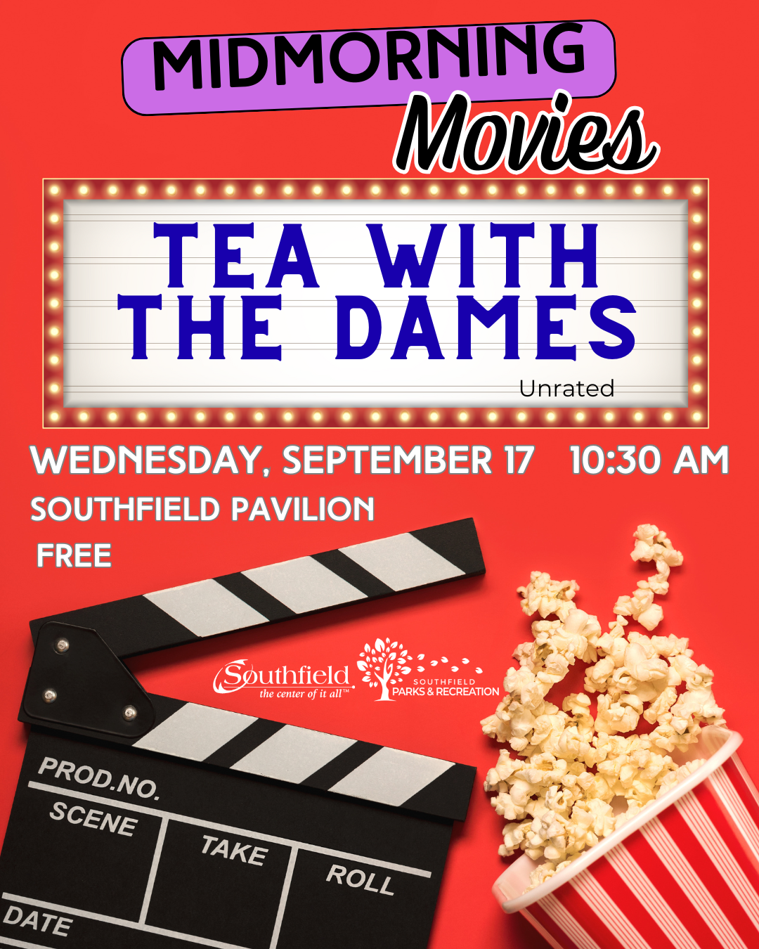 information graphic featuring photos popcorn and a movie clapboard