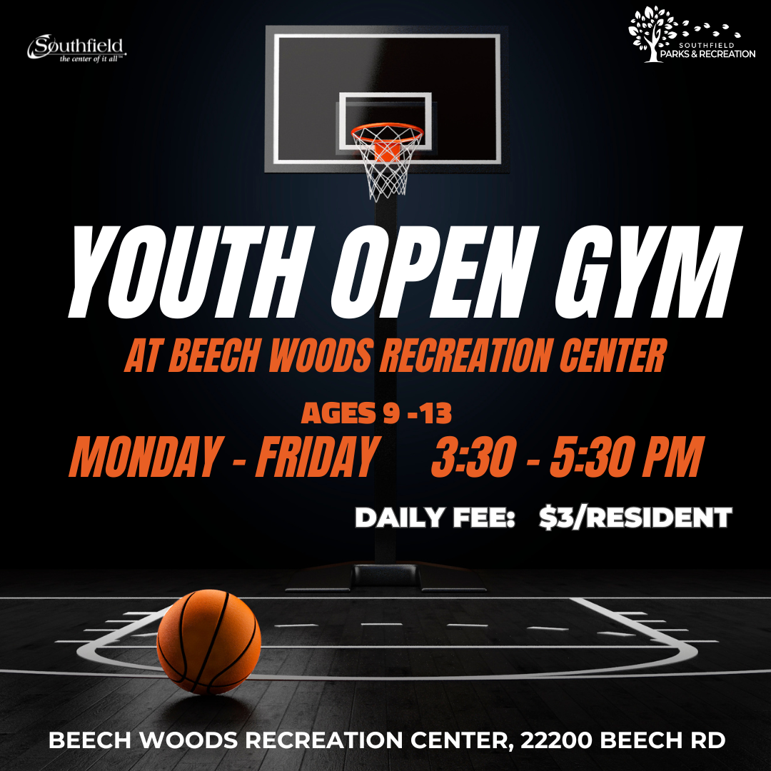 information graphic for Youth Open Gym at Beech Woods Recreation Center