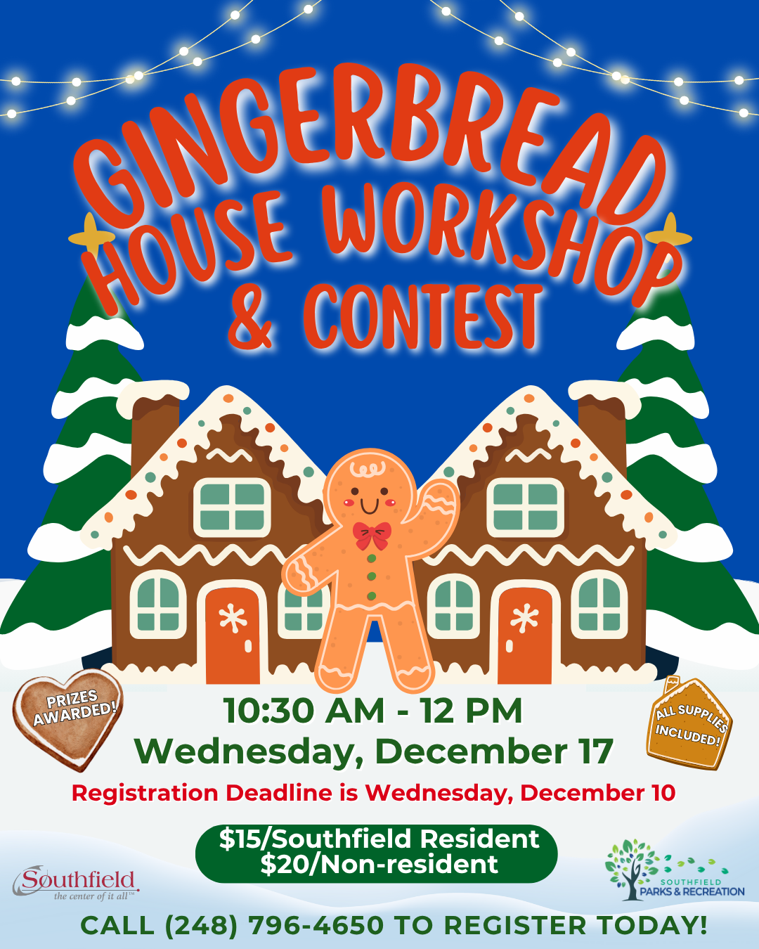 informational graphic featuring cartoon gingerbread houses